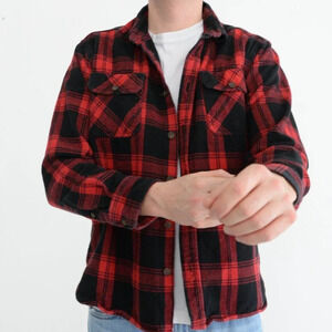 Jachs New York Red & Black Checker Thick 100% Cotton Button Up Shirt Size  Large